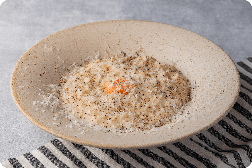 吉野MICA卵と、安萬侶さん米のカルボナーラリゾット